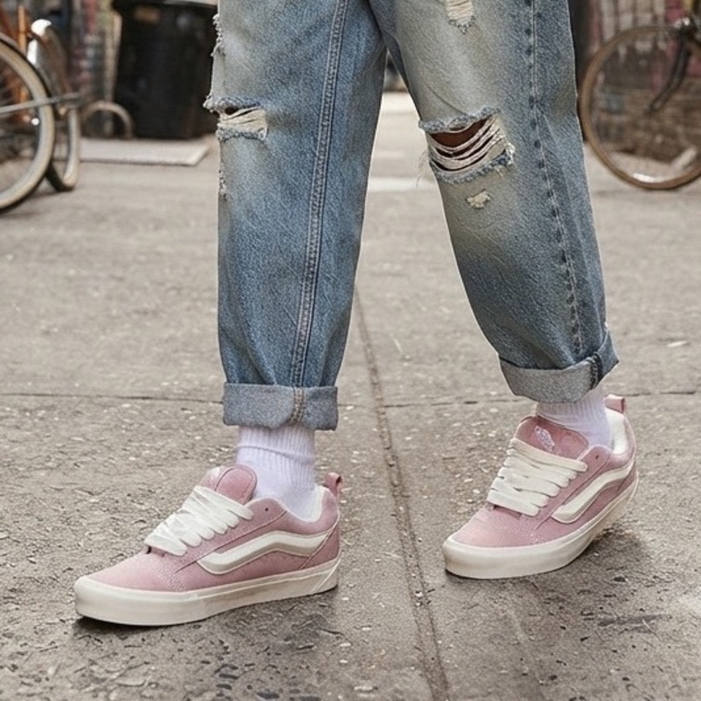 Vans Knu Skool Sepia Rose Pink Suede Skate Shoes VN000D22O3N Mens 4.5 Womens 6